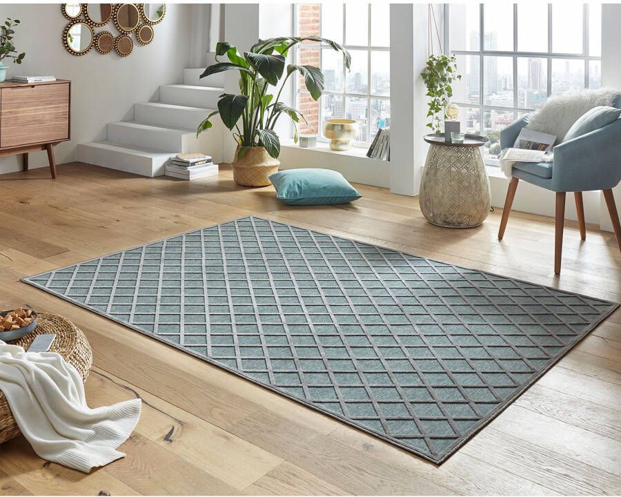 Mint rugs Modern vloerkleed ruiten Danton grijs blauw 80x125 cm