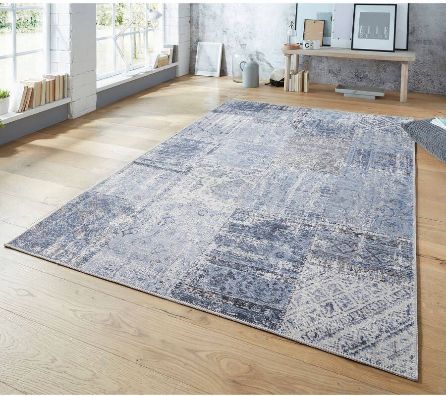 Elle Decor Patchwork vloerkleed – Pleasure Blauw Zwart Denain 160x230cm