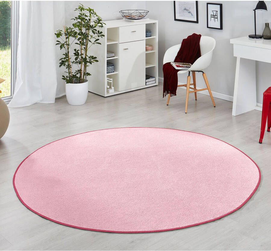 Hanse Home Modern effen vloerkleed rond Fancy lichtroze 133 cm rond - Foto 1