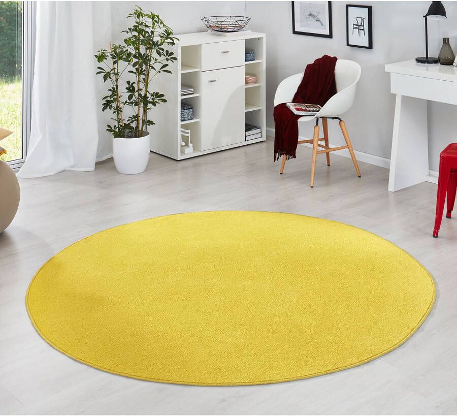 Hanse Home Modern effen vloerkleed rond Fancy geel 133 cm rond