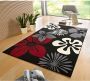 Hanse Home Modern vloerkleed bloemen Flora zwart rood 80x150 cm - Thumbnail 1