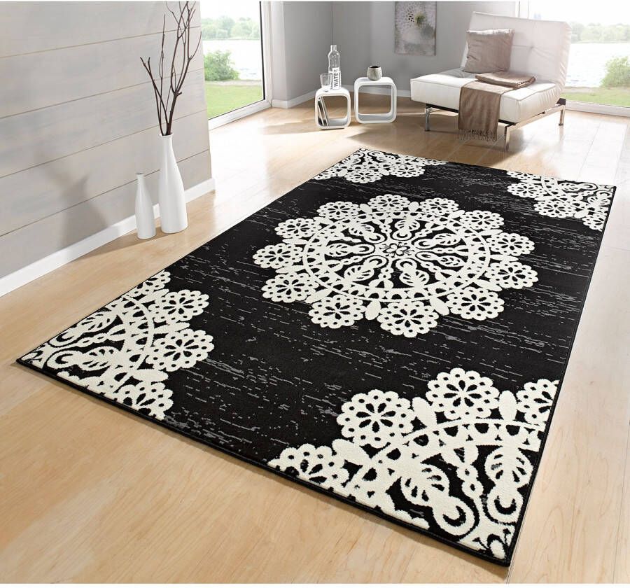 HANSE Home Vloerkleed Lace Korte pool gebloemd motief rondom afgehecht mandala - Foto 2