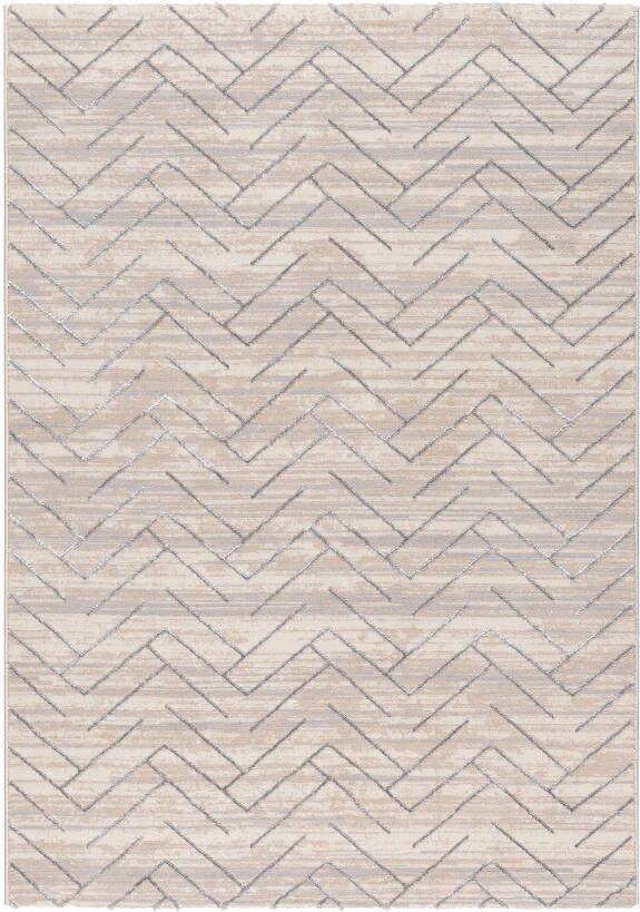 Salery Home Vloerkleed- modern laagpolig vloerkleed tapijtenloods Lara beige geodriehoek patroon 80x150 cm - Foto 3