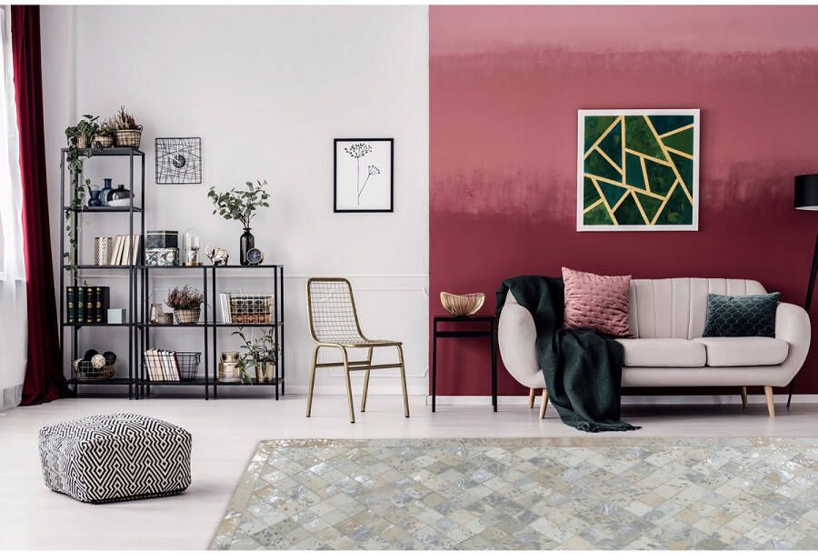 Kayoom Grijs vloerkleed 80x150 cm A-symmetrisch patroon Geruit Modern