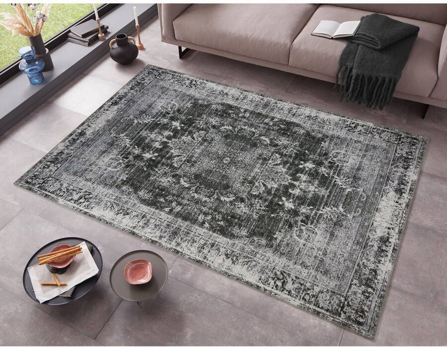 Tapeso Vintage vloerkleed Orville donkergrijs 160x230 cm