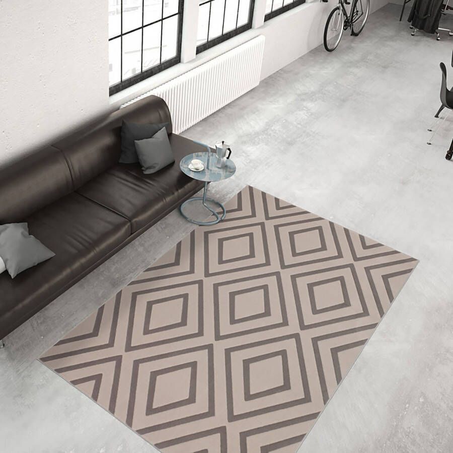 Kayoom Beige Bruin Taupe vloerkleed 200x290 cm Symmetrisch patroon Modern
