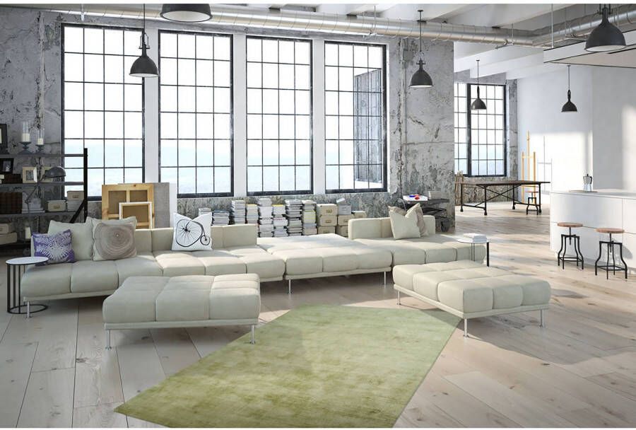 Kayoom Groen vloerkleed 80x150 cm Effen A-symmetrisch patroon Modern