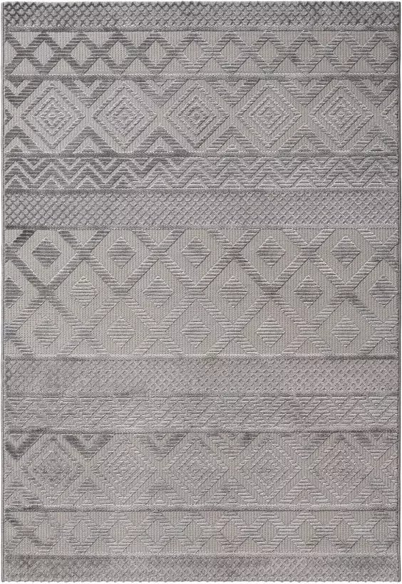 Salery Home Vloerkleed- Oosters tapijt Luxury Reliëfstructuur woonkamer geodriehoek patroon grijs 80x150 cm