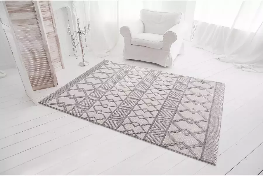 Salery Home Vloerkleed- modern laagpolig vloerkleed tapijtenloods Luxury grijs geodriehoek patroon 120x170 cm