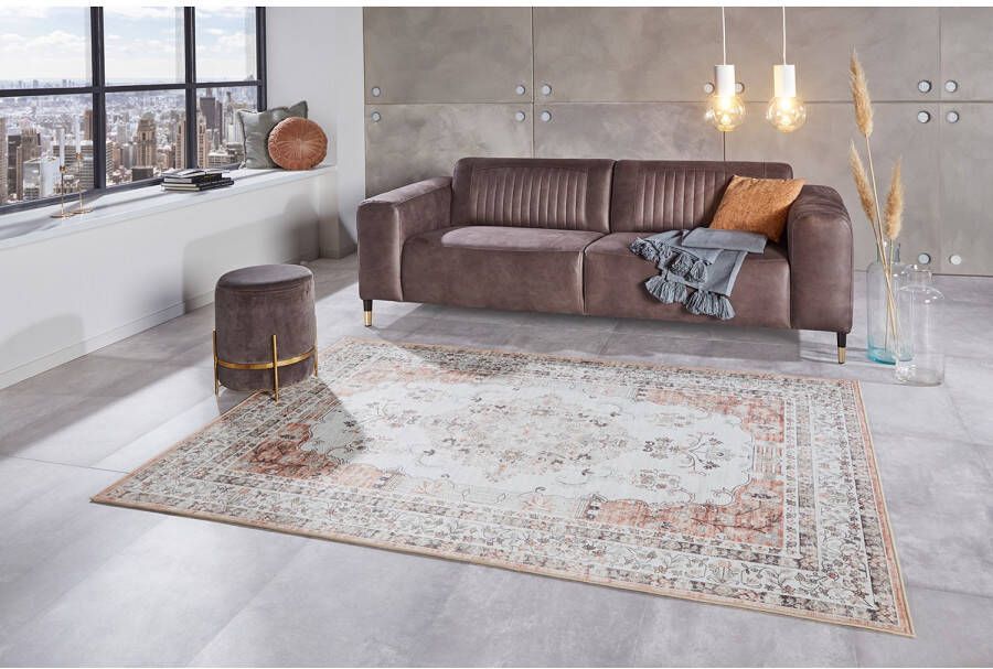 Tapeso Vintage vloerkleed Orient crème rood 160x230 cm