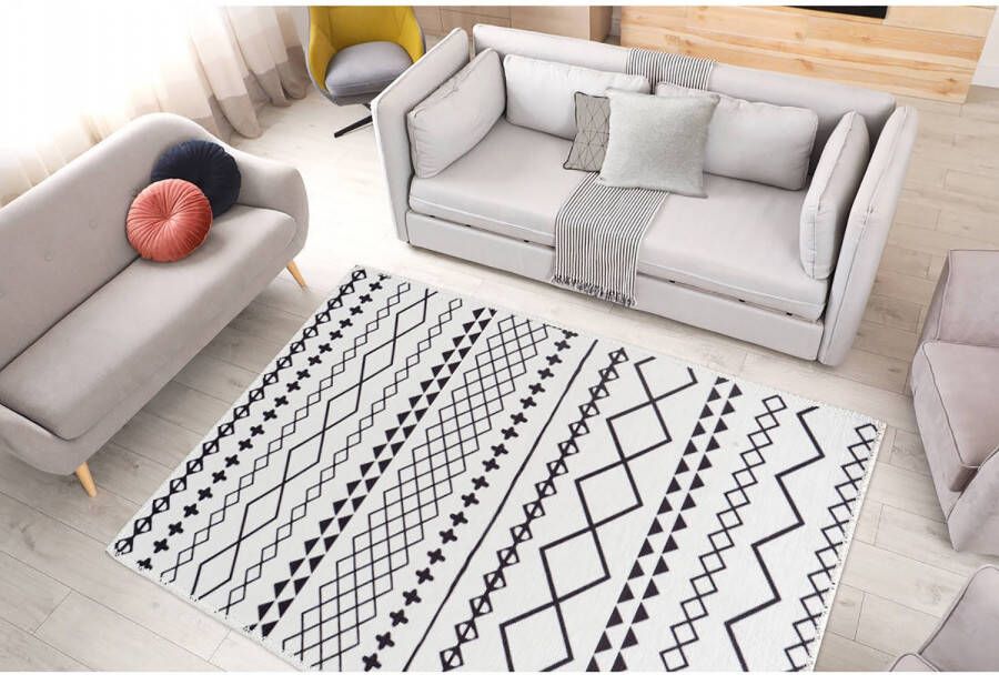 Arte Espina Maya 80 x 150 cm Vloerkleed Wit Zwart