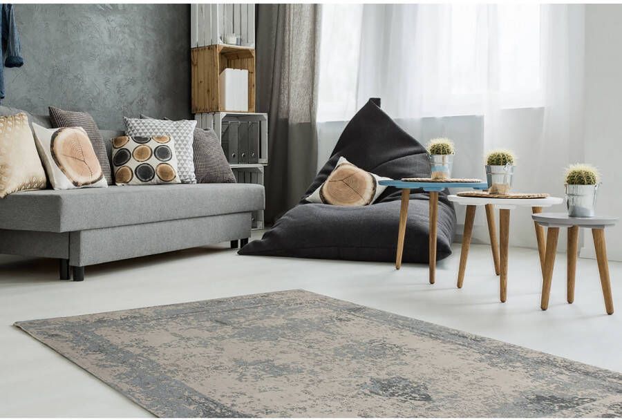 Kayoom vintage-Patchwork vloerkleed echt handgemaakt 120 x 170 Grijs - Foto 2