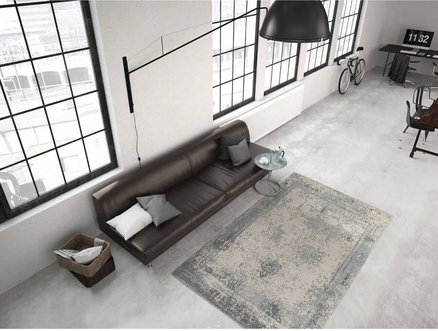 Kayoom vintage-Patchwork vloerkleed echt handgemaakt 80 x 150 Grijs