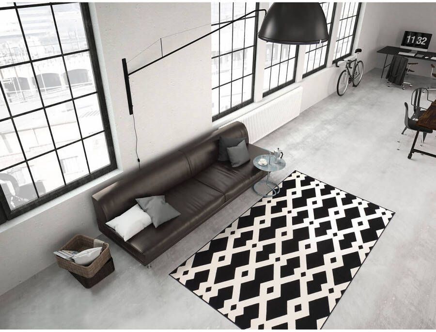 Kayoom Wit Zwart-Wit vloerkleed 200x290 cm Symmetrisch patroon Modern