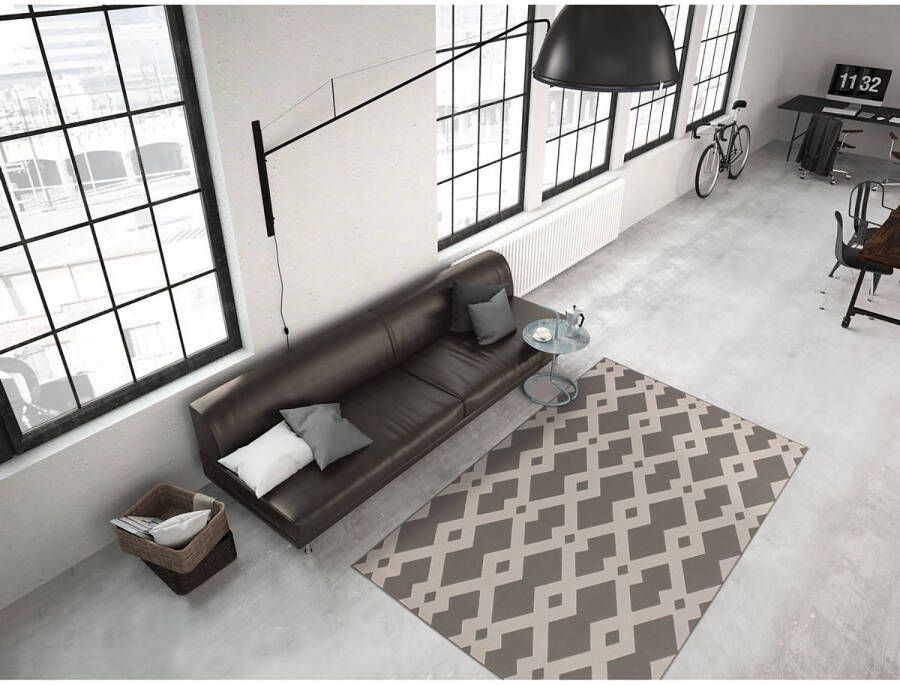 Lalee Taupe vloerkleed 200x290 cm Symmetrisch patroon Modern
