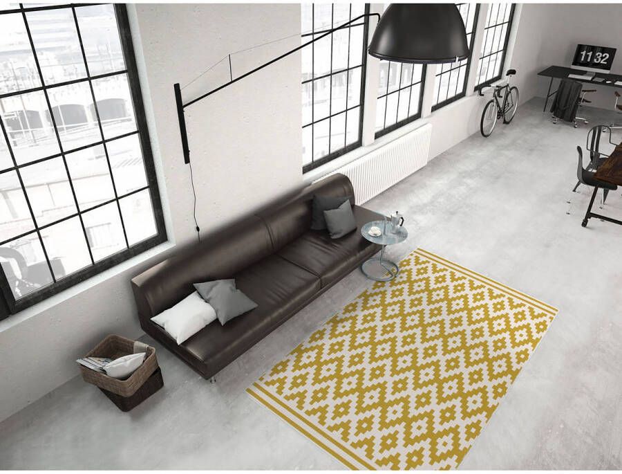 Kayoom Geel vloerkleed 200x290 cm Symmetrisch patroon Modern