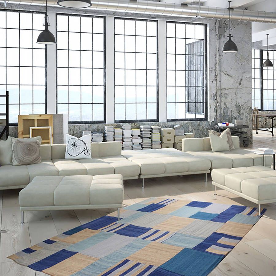 Kayoom Vloerkleed Radical 315 Handgeweven jacquard kilim hoogwaardige materiaalcombinatie.