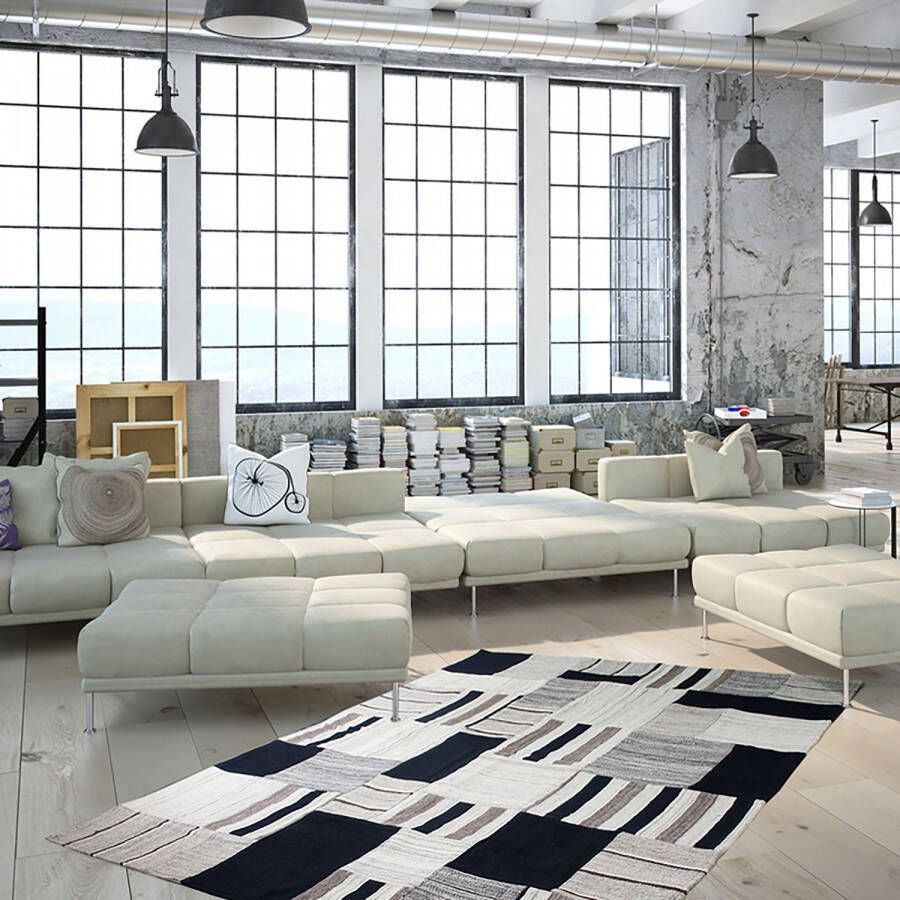 Kayoom Vloerkleed Radical 325 Handgeweven jacquard kilim hoogwaardige materiaalcombinatie.