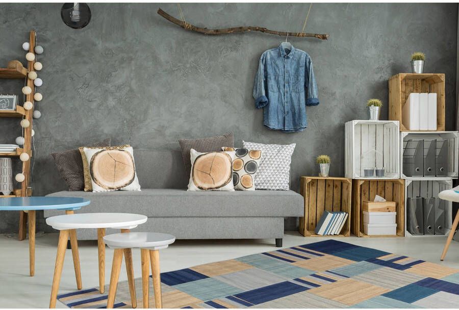 Kayoom Vloerkleed Radical 315 Handgeweven jacquard kilim hoogwaardige materiaalcombinatie.