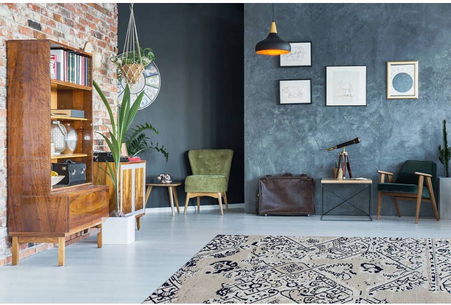 Kayoom Vloerkleed River 120 Jacquard retro- en vintage-ontwerp katoen achterkant