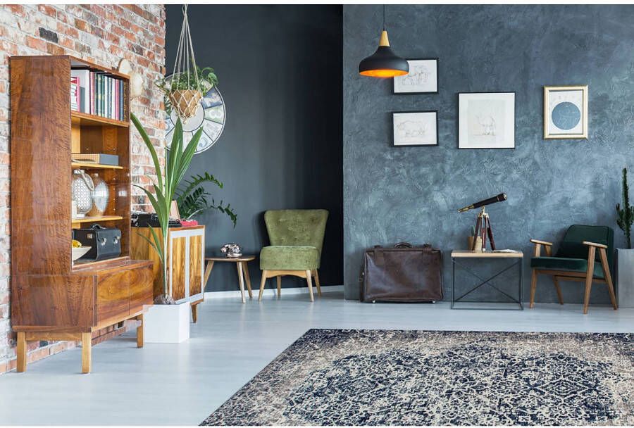 Kayoom Vloerkleed River 140 Jacquard retro- en vintage-ontwerp katoen achterkant