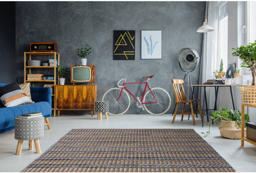 Kayoom met de hand gevlochten vloerkleed 120 x 170 Blauw