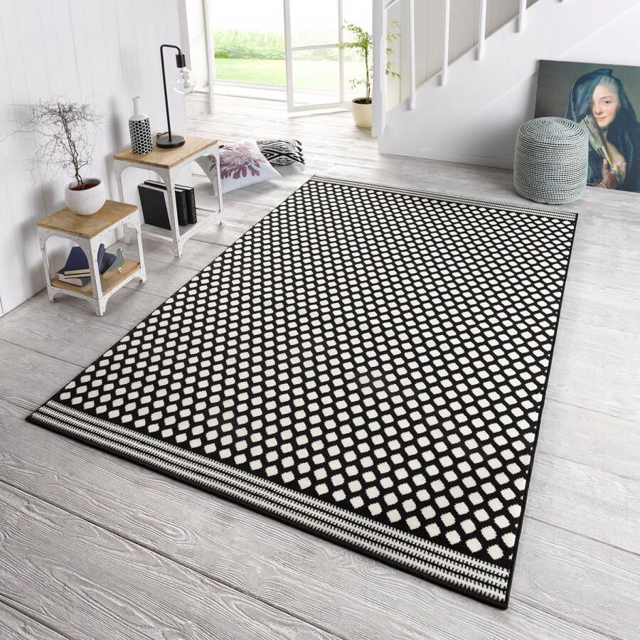 Zala Living Design vloerkleed gestippeld Capri zwart crème 70x140 cm