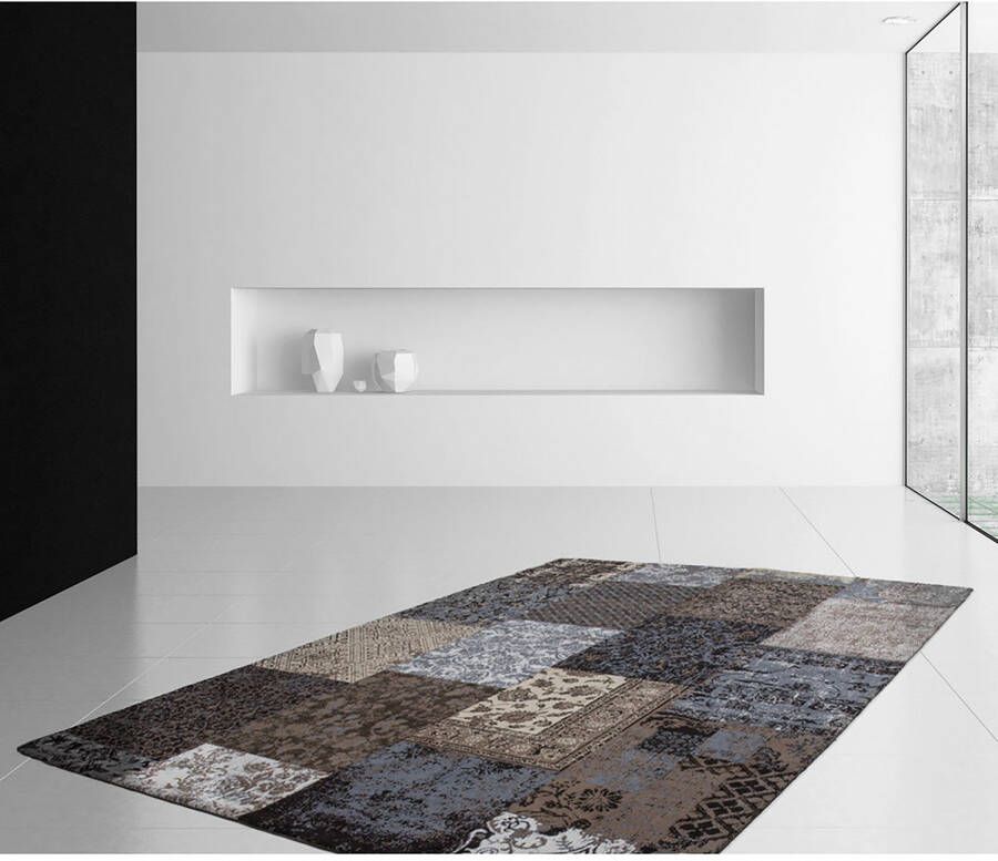 Kayoom Blauw Grijs vloerkleed 200x290 cm Symmetrisch patroon Modern