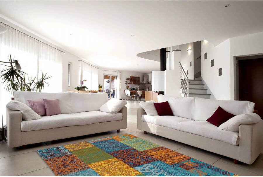 Kayoom Patchwork vloerkleed in vintage-Look 200 x 290 Multikleur