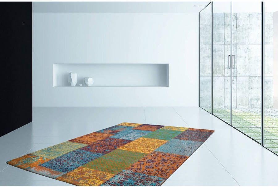 Kayoom Patchwork vloerkleed in vintage-Look 80 x 150 Multikleur