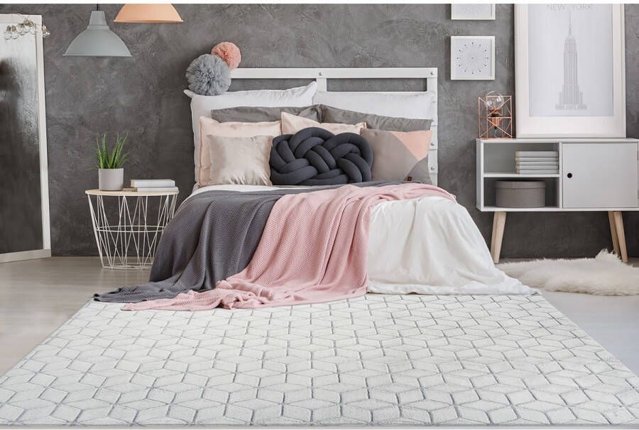 Kayoom Vivica 120 x 160 cm Vloerkleed Wit Antraciet