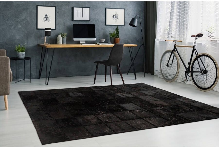 Calo-deluxe Vachtvloerkleed Rankel 205 leren tapijt kleurige patchwork unieke stukken echt rundsleder woonkamer - Foto 2