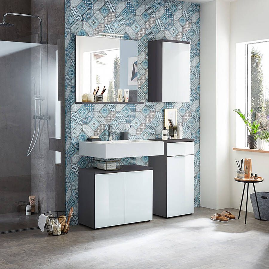 Germania Badkameronderkast GW-Pescara grafietkleurig en wit