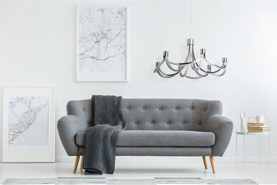 Näve Led-hanglamp Festos Kroonluchter trapsgewijs dimbaar gesatineerd metaal H: 150cm (1 stuk) - Foto 15