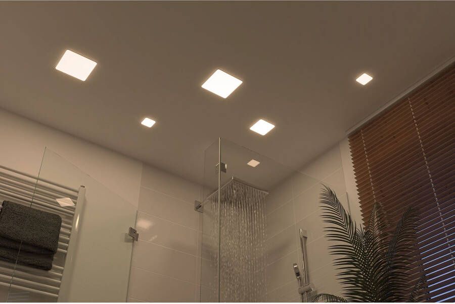 Paulmann Ledinbouwlamp LED Inbouwpaneel Veluna VariFit IP44 vierkant 125x125mm 8 5W 4.000K Satin (1 stuk)