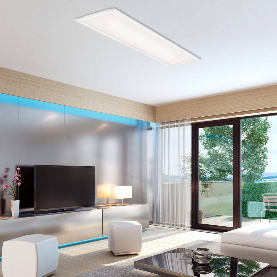 Briloner Leuchten Led-paneel 7067016 Simple Plafondlamp 100x25x6 cm wit 22W woonkamer slaapkamer keuken