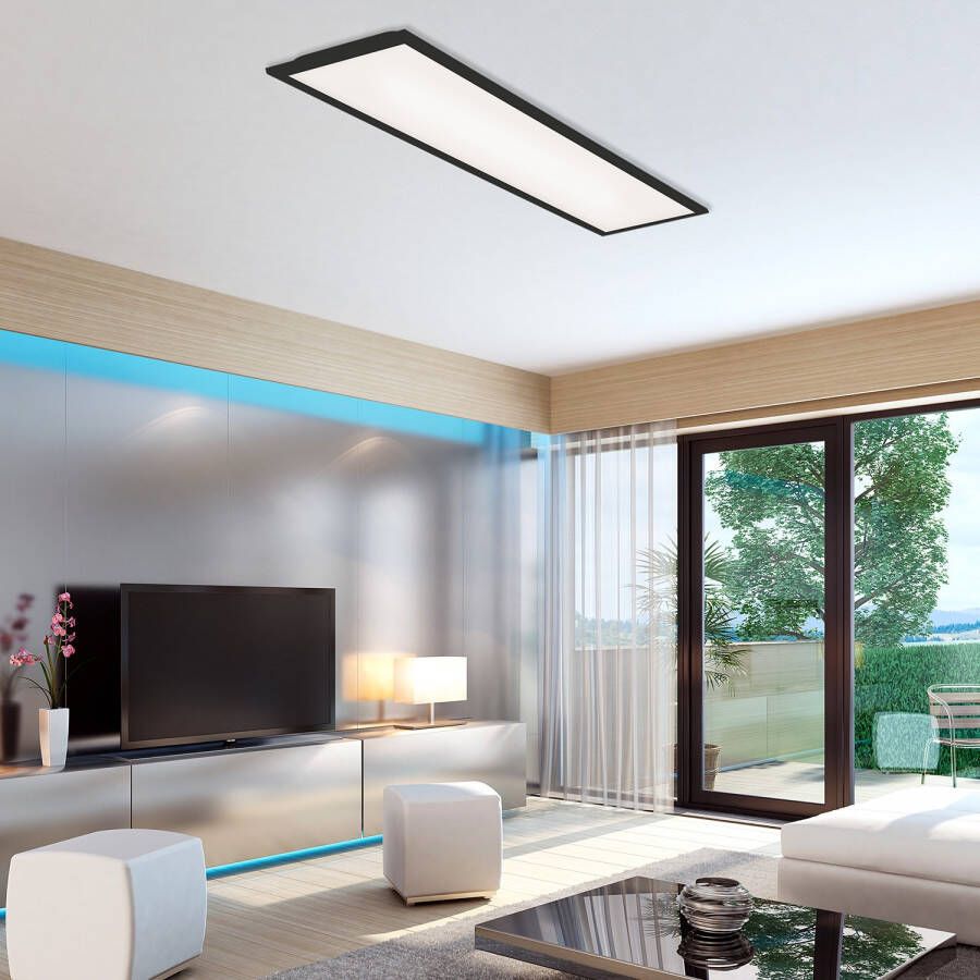 Briloner Leuchten Led-paneel 7067015 Simple Plafondlamp 100x25x6 cm zwart 22W woonkamer slaapkamer gang