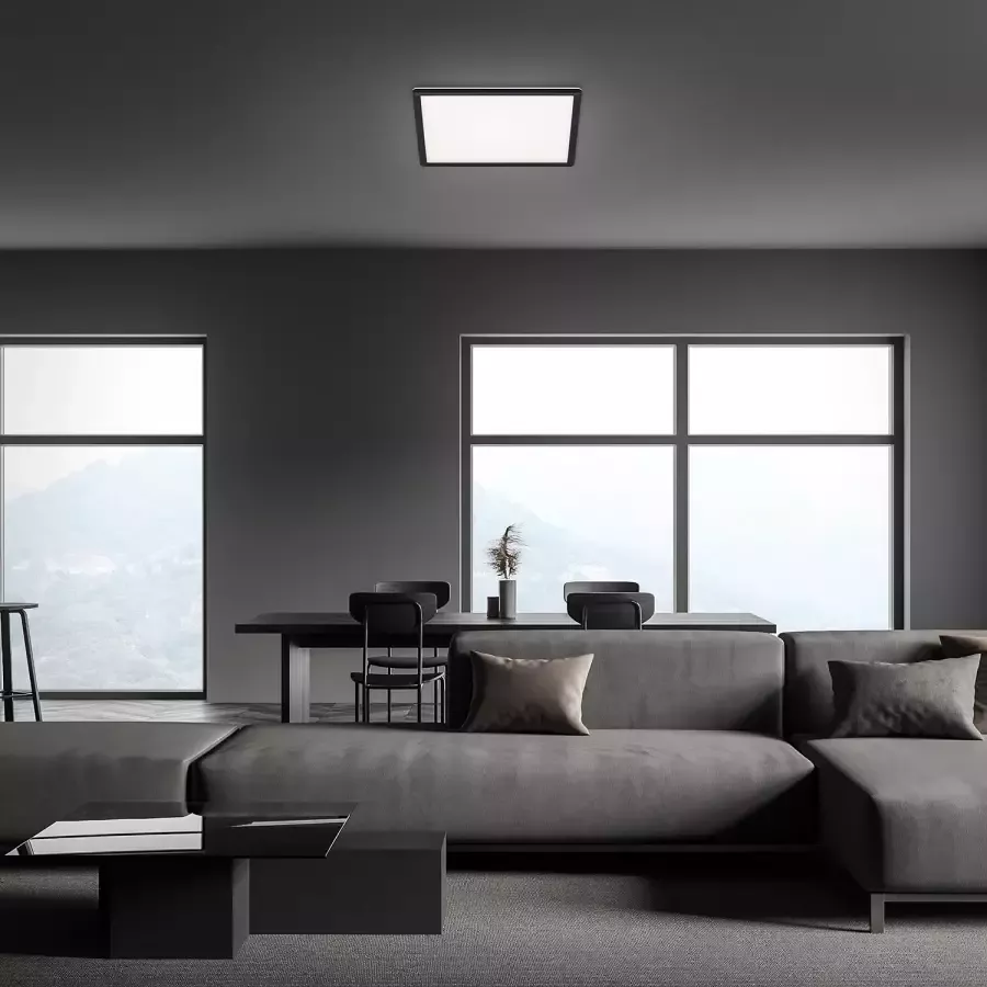 Briloner Leuchten Led-paneel 7156415 SLIM Plafondlamp 29 3x29 3x2 8 cm zwart 18W woonkamer slaapkamer