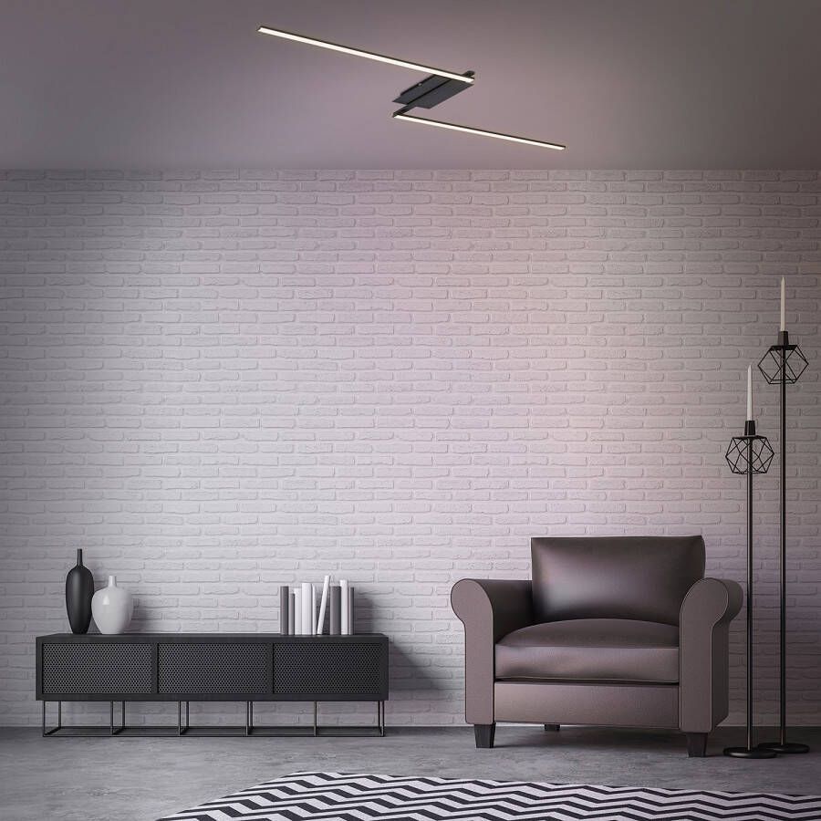 Briloner Leuchten Plafondlamp STAFF LED plafondlamp 2-vlamig draaibaar zwart 3000K 12W metaal (1 stuk)
