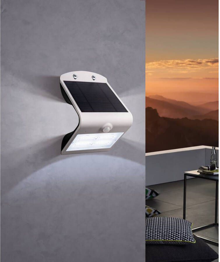 EGLO Wandlamp LAMOZZO Wandlampe Kunststoff IP54 Außenlampe Terasse Solar Lampe Buitenlamp bewegingssensor zonne-energie dag- en nachtsensor accu IP54 (1 stuk) - Foto 2