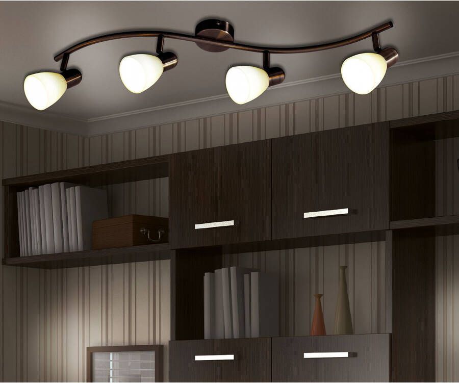 Näve Ledplafondspot voor buiten Mestre 4-pack led wand- en plafondspot e14 bruin glazen kap wit (1 stuk)