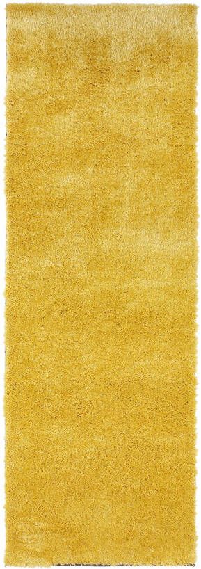 Tapeso Handgetuft hoogpolig vloerkleed Supersoft geel 80x250 cm - Foto 2