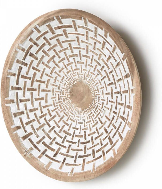 Kave Home Mely wandpaneel massief houten mungur witte Ø 50 cm