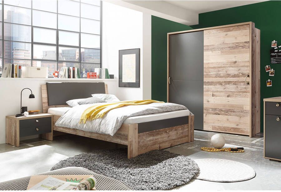 Emob Nachtkastje Moleskin met 2 lades antraciet old style Slaapkamerkasten Bruin; Antraciet Spaanplaat Slaapkamerkasten Op voorraad - Foto 3