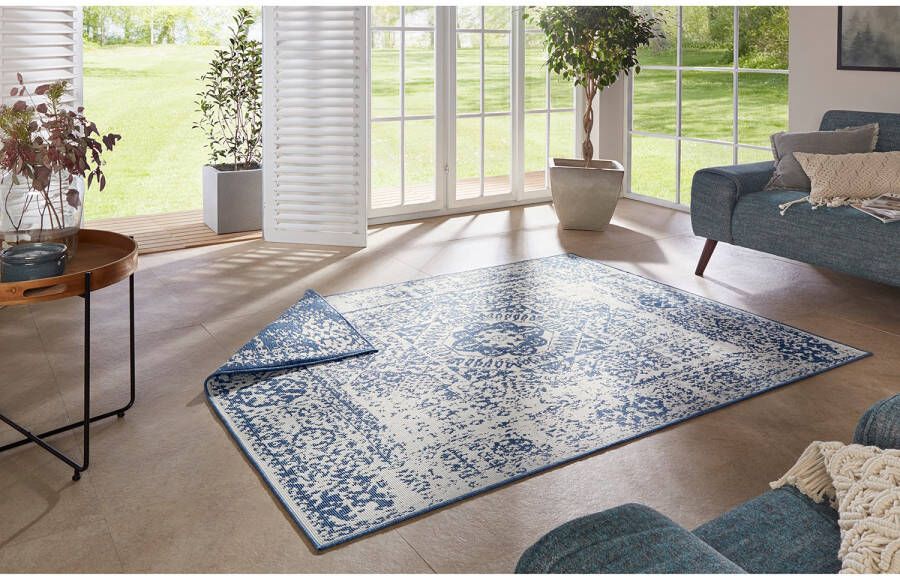 Northrugs Binnen & buiten vloerkleed Danao blauw crème 120x170 cm