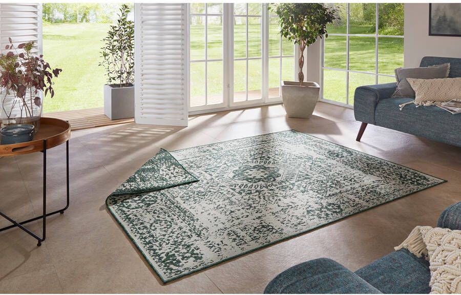 Northrugs Binnen & buiten vloerkleed Danao groen crème 200x290 cm