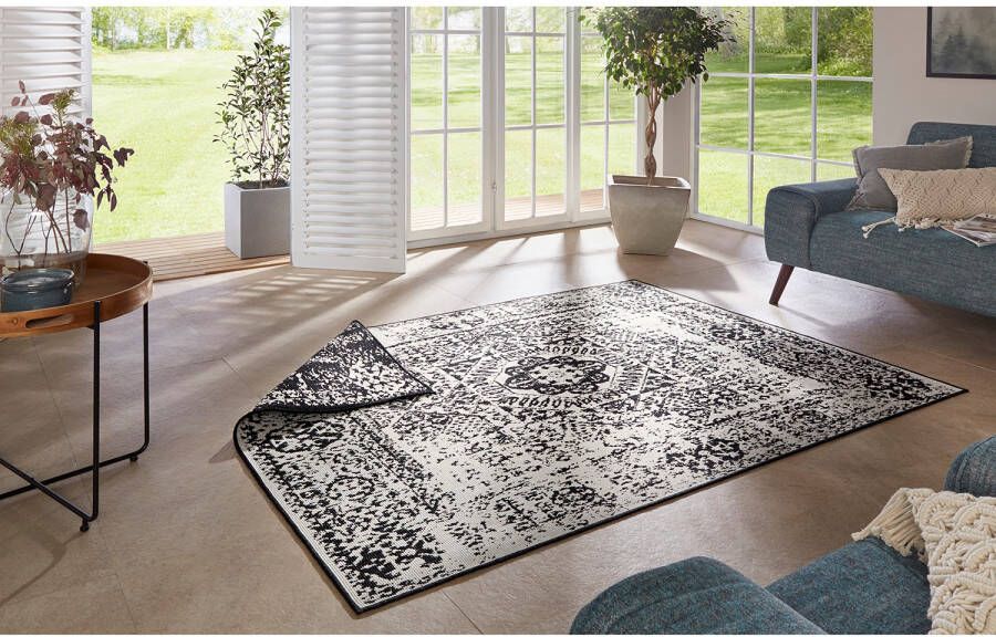 Northrugs Binnen & buiten vloerkleed Danao zwart crème 200x290 cm