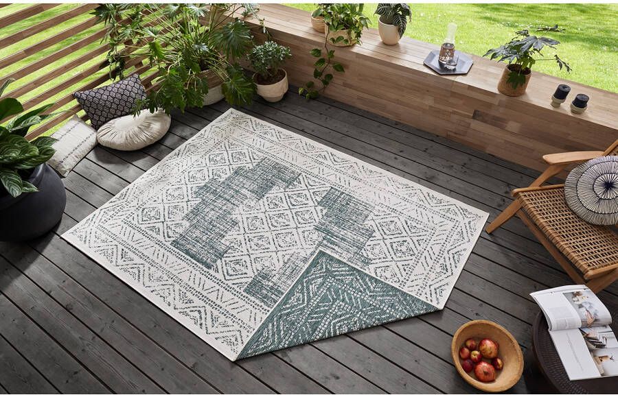 Freundin Home Collection Vloerkleed Gaia Geschikt voor binnen en buiten woonkamer balkon terras tuin slijtvast en gemakkelijk in onderhoud platweefsel - Foto 2