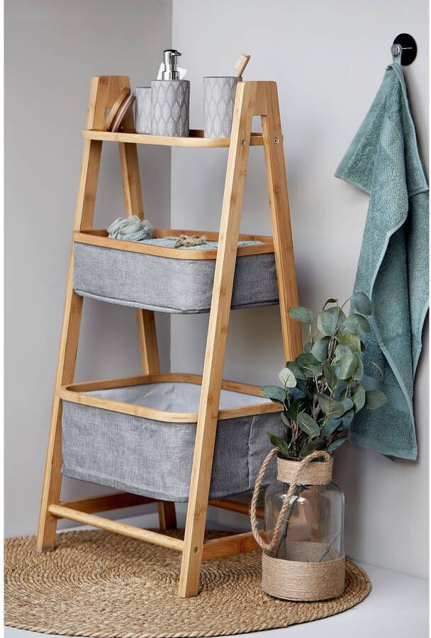 Wenko Opbergkast 44 X 91 X 34 Cm Bamboo polyester Bruin grijs - Foto 1