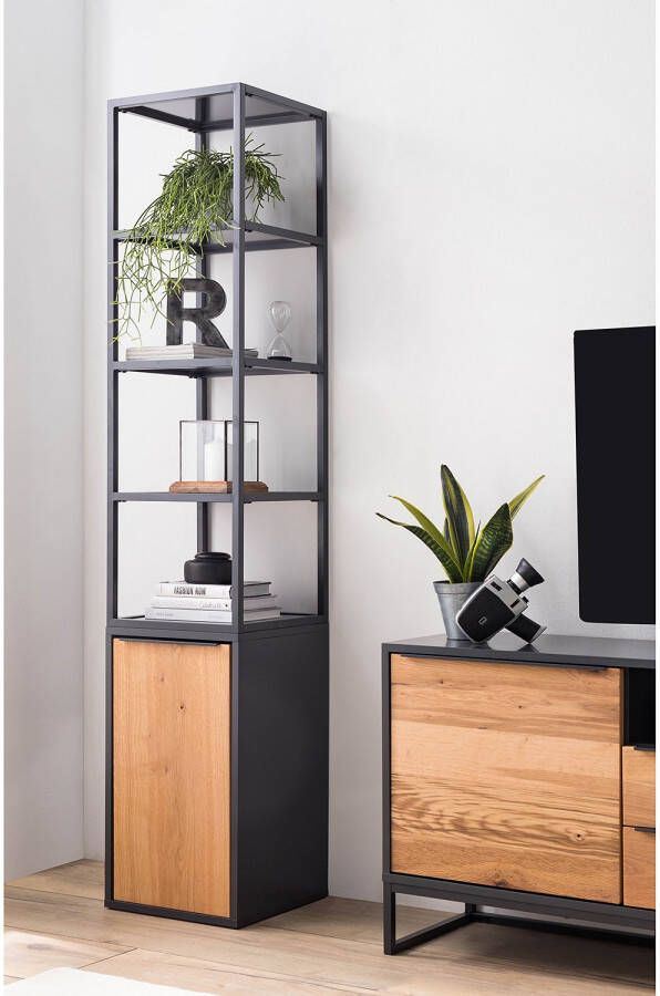 MCA furniture Rek Asmara met front in eikenfineer frame metaal grijs